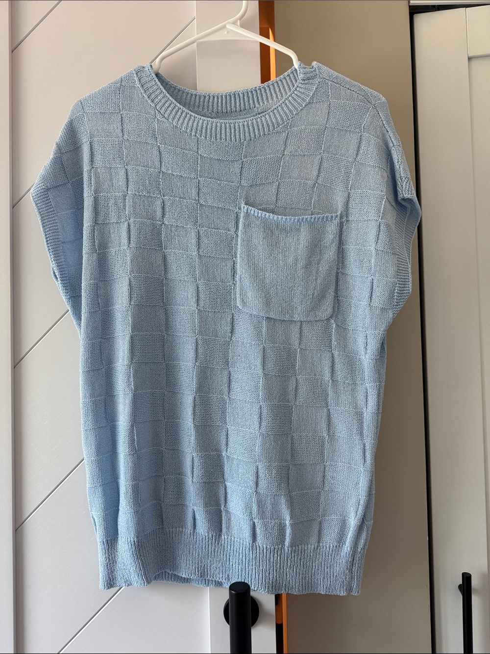 Light Blue Knit Pocket Sweater - Men